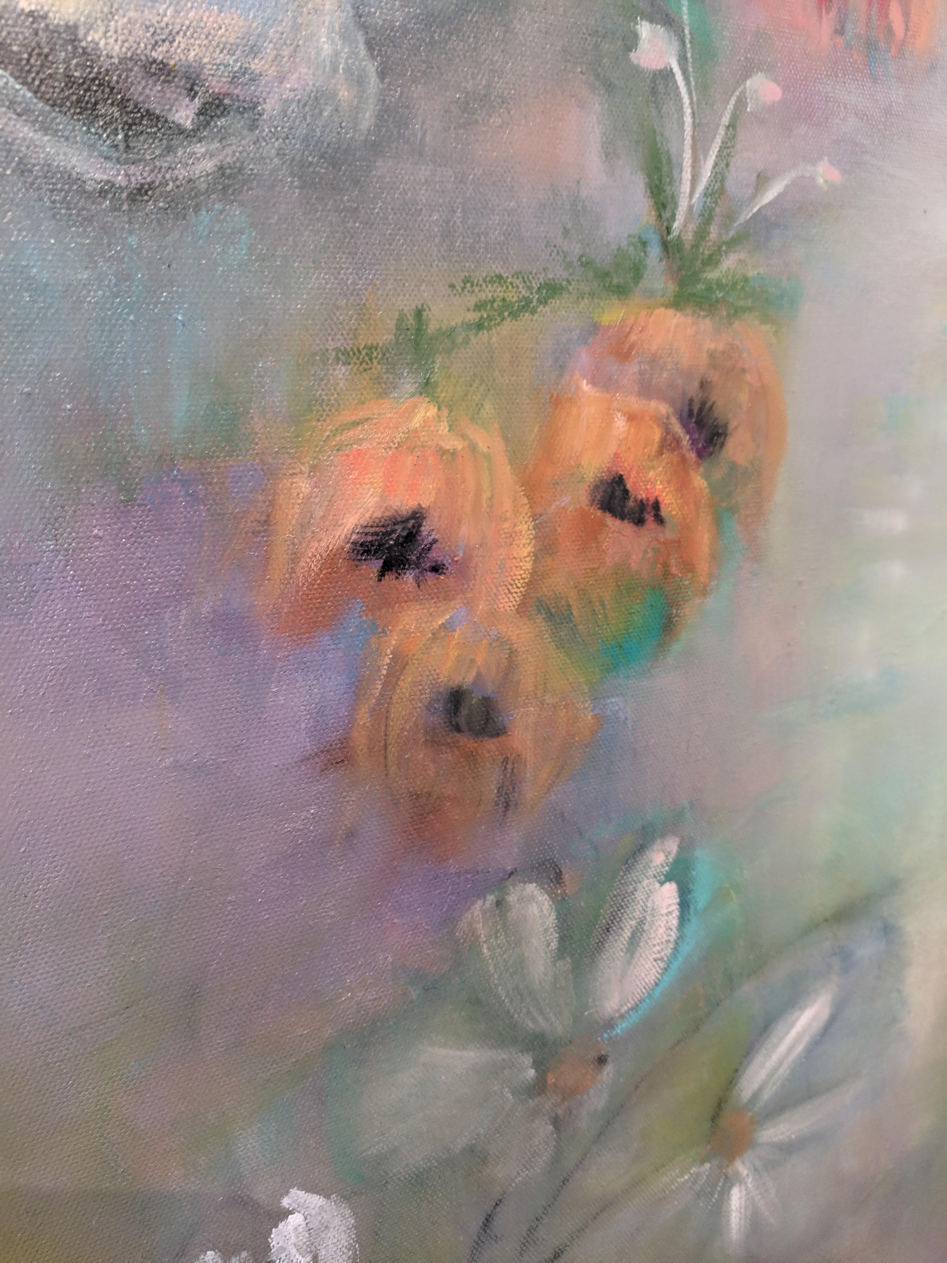 Oil on Canvas Still-life -- Summer Blooms - Contemporary Painting by Alexandra Higgins