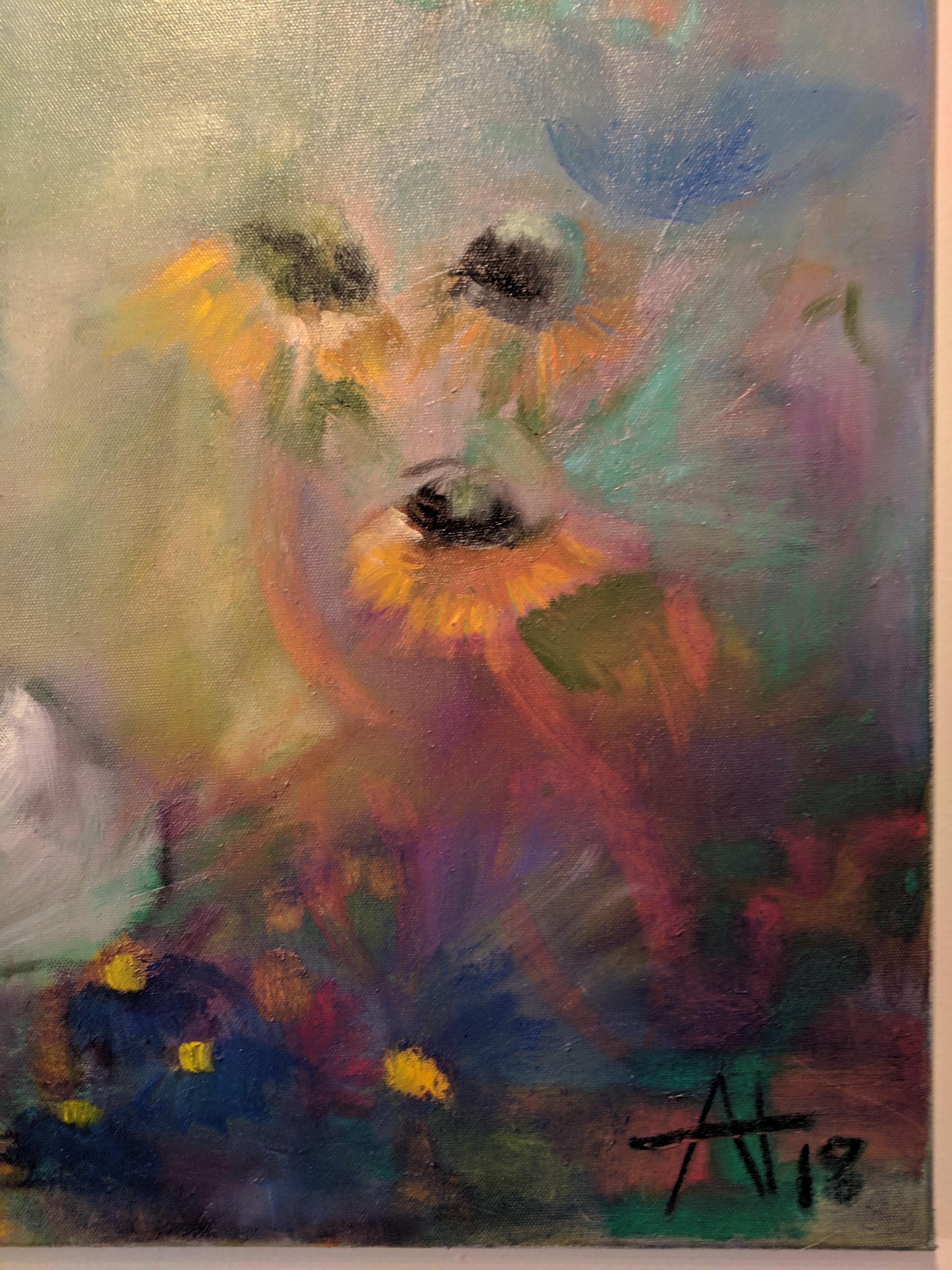 Oil on Canvas Still-life -- Summer Blooms 5