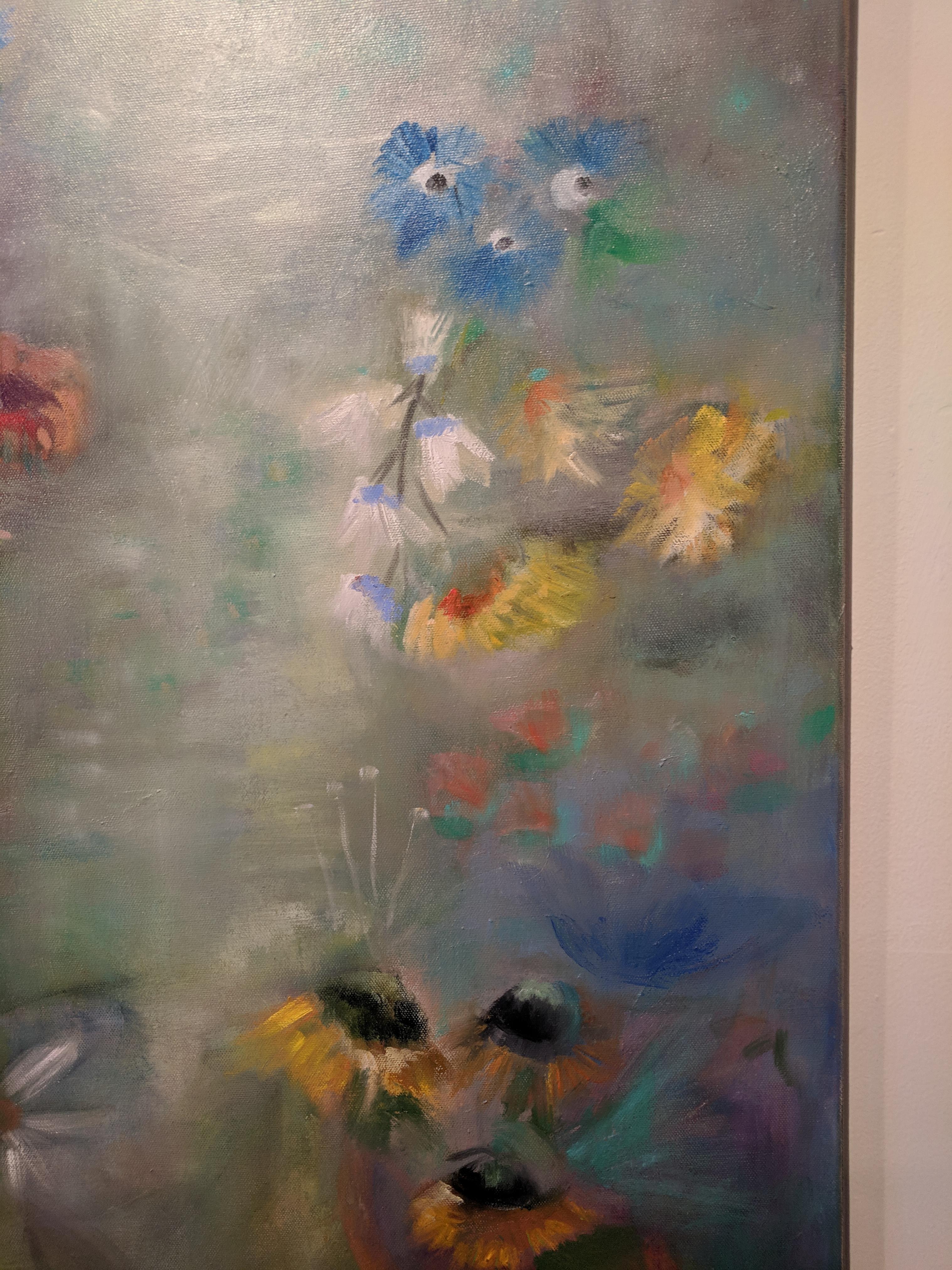 Oil on Canvas Still-life -- Summer Blooms 1
