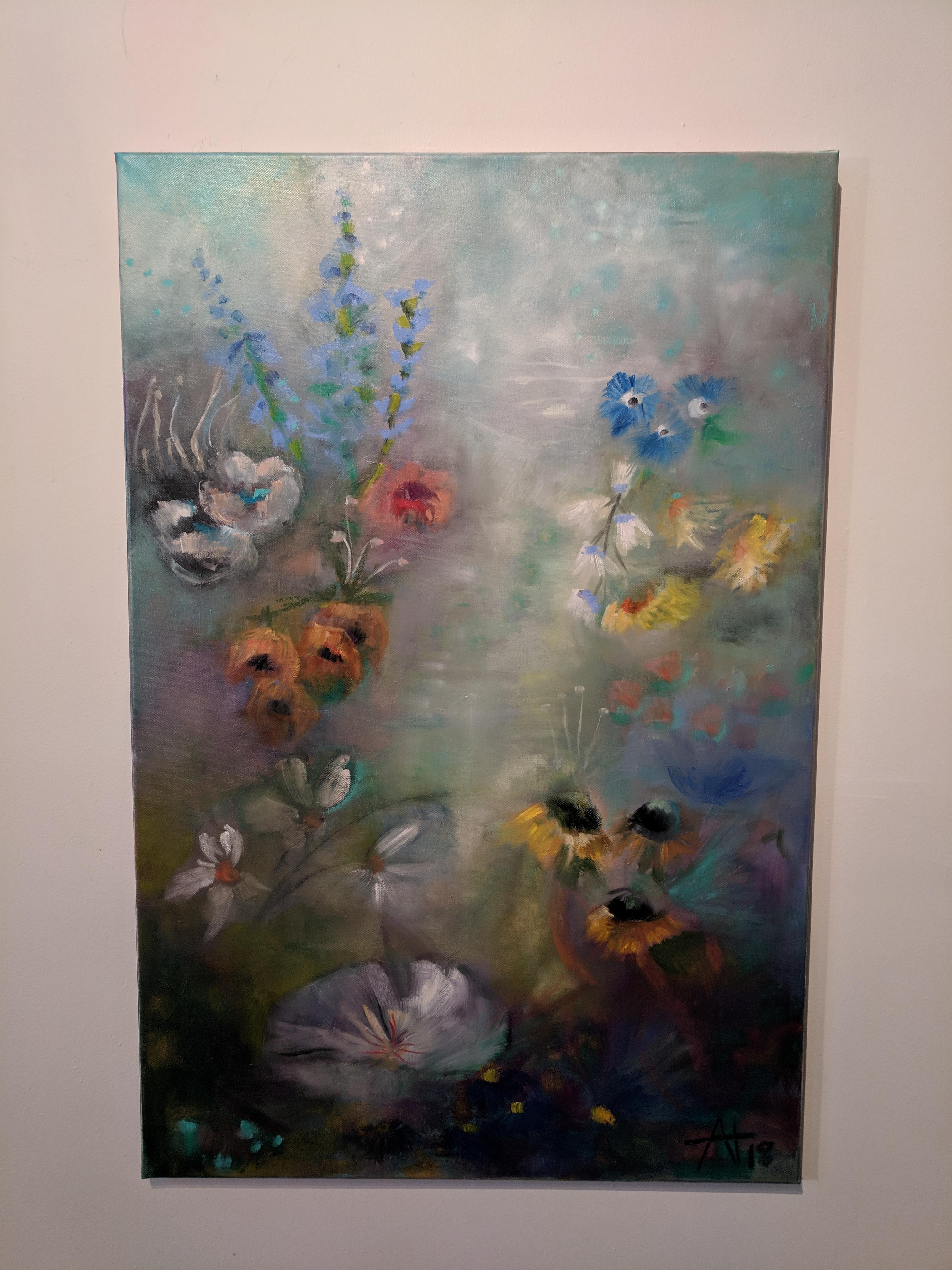 Alexandra Higgins Landscape Painting - Oil on Canvas Still-life -- Summer Blooms