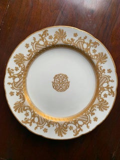 Minton Fine Porcelain Plate-- White with Gold Design