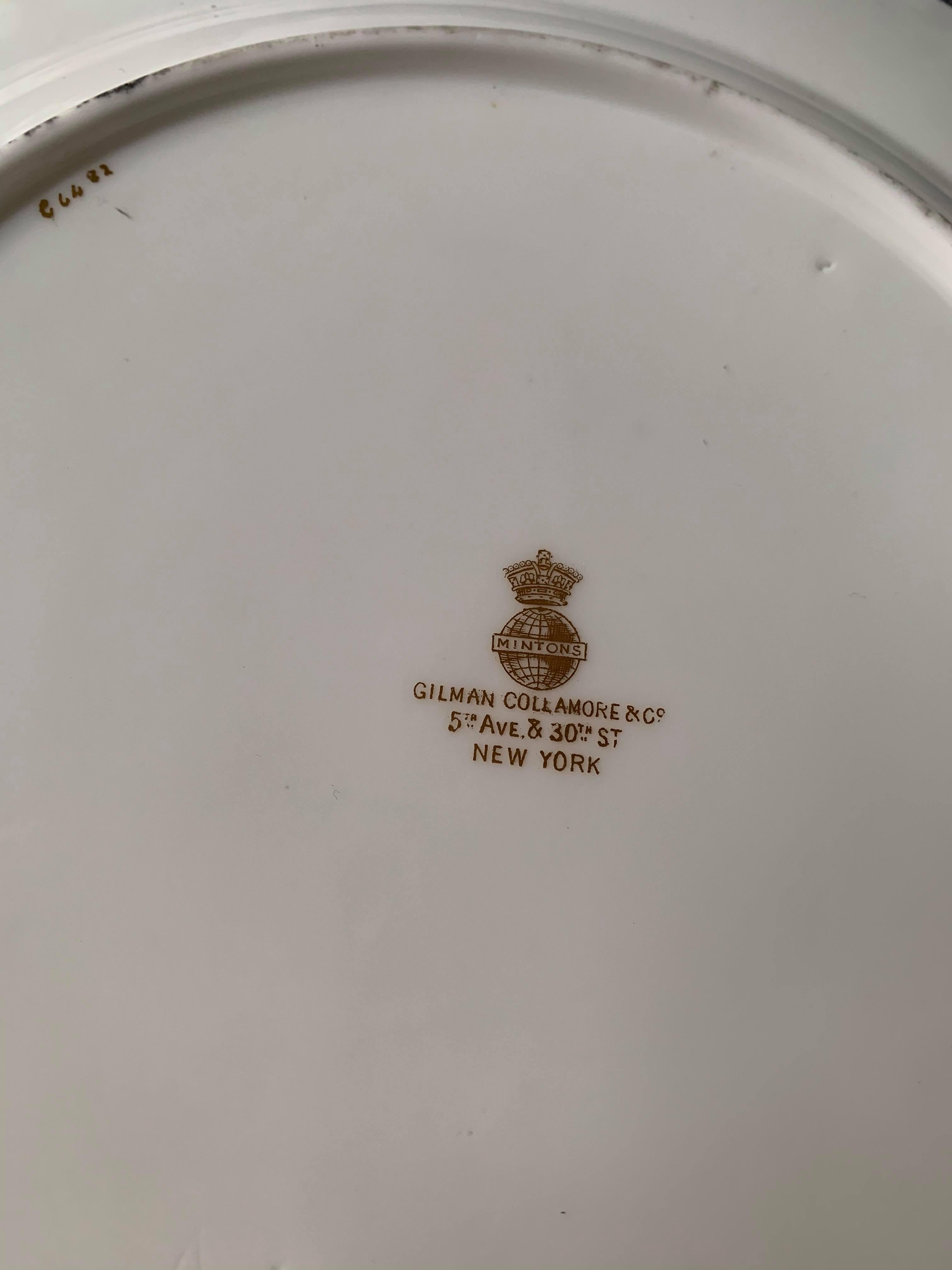 Minton Fine Porcelain Plate-- White with Gold Design 2