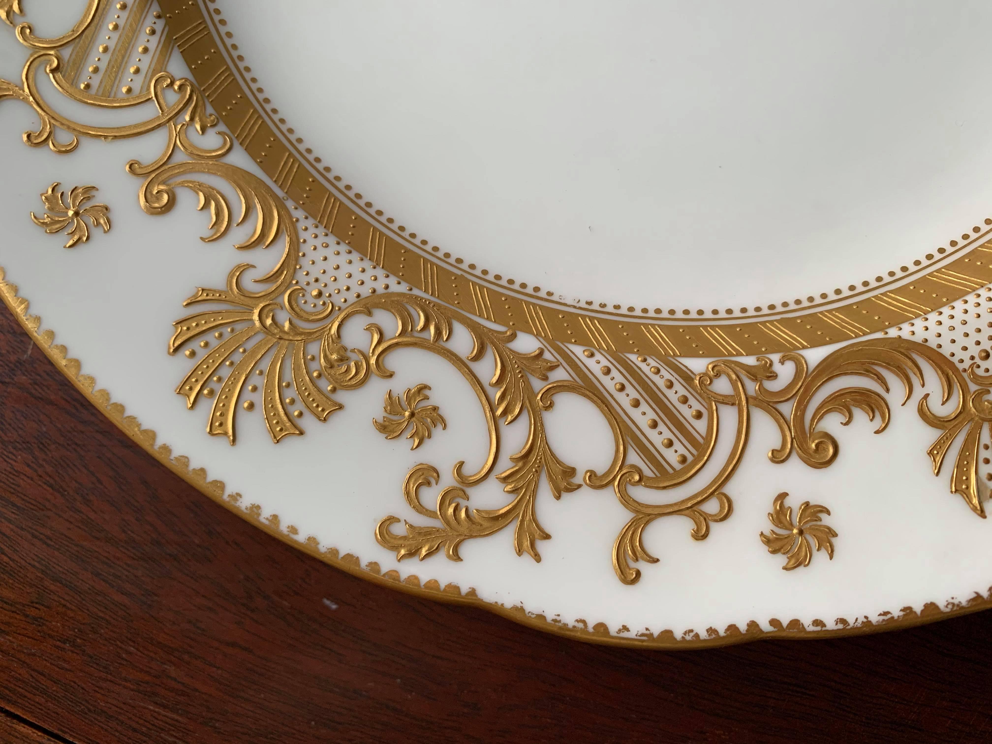 Minton Fine Porcelain Plate-- White with Gold Design 1