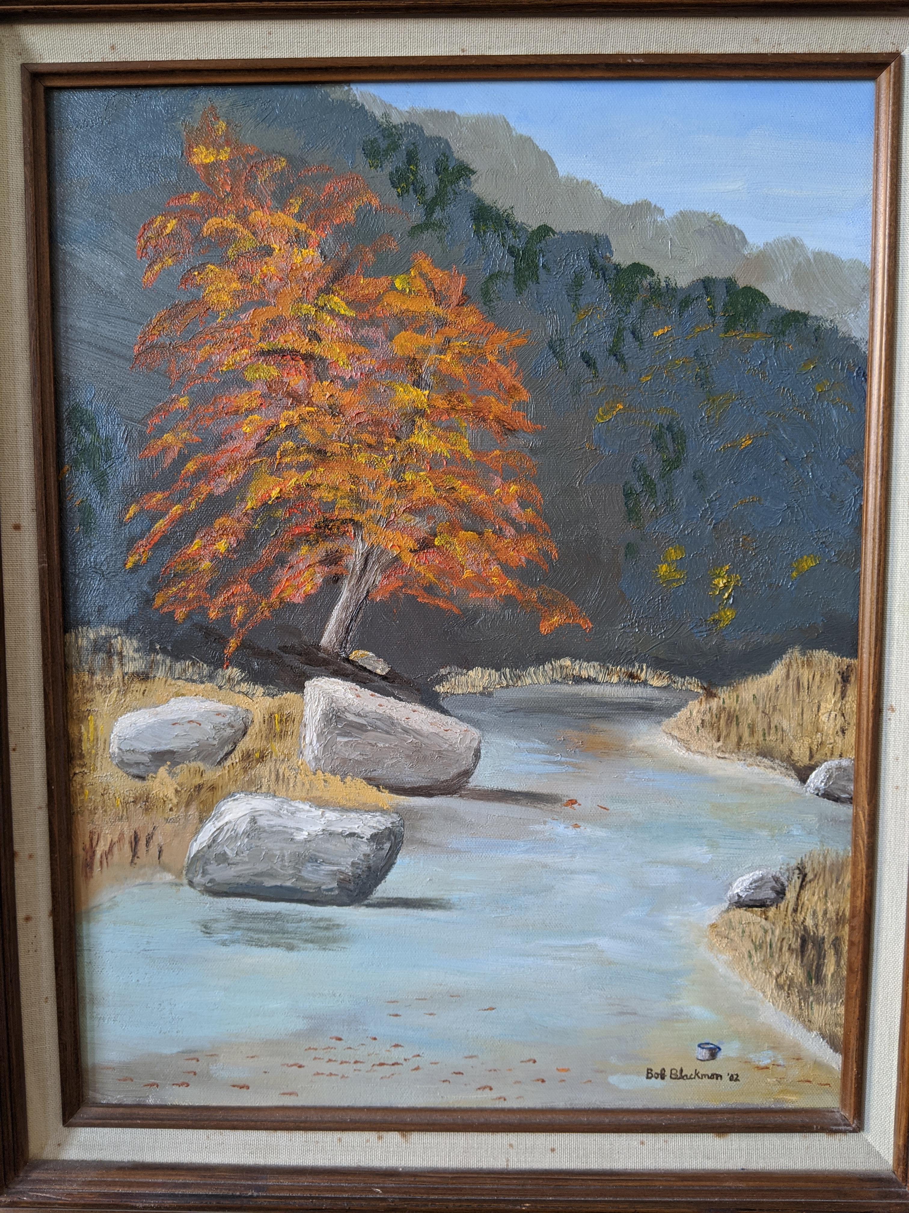 Oil on Canvas Landscape --- Cibolo Creek - Painting by Bob Blackmon