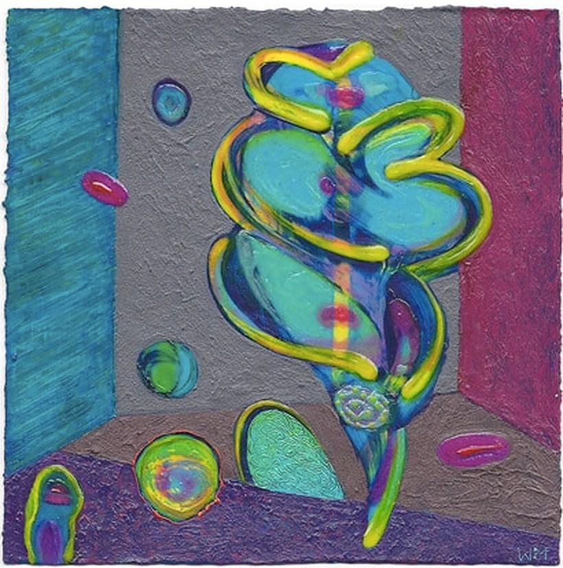 Acrylic on Paper-- Mayday Spun Glass - Painting by Willie Marlowe