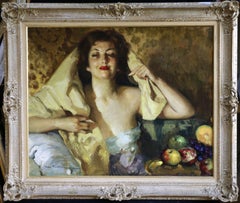 A Moroccan Beauty, Cruz Herrera Mid 20th Century Orientalist Figure Interior