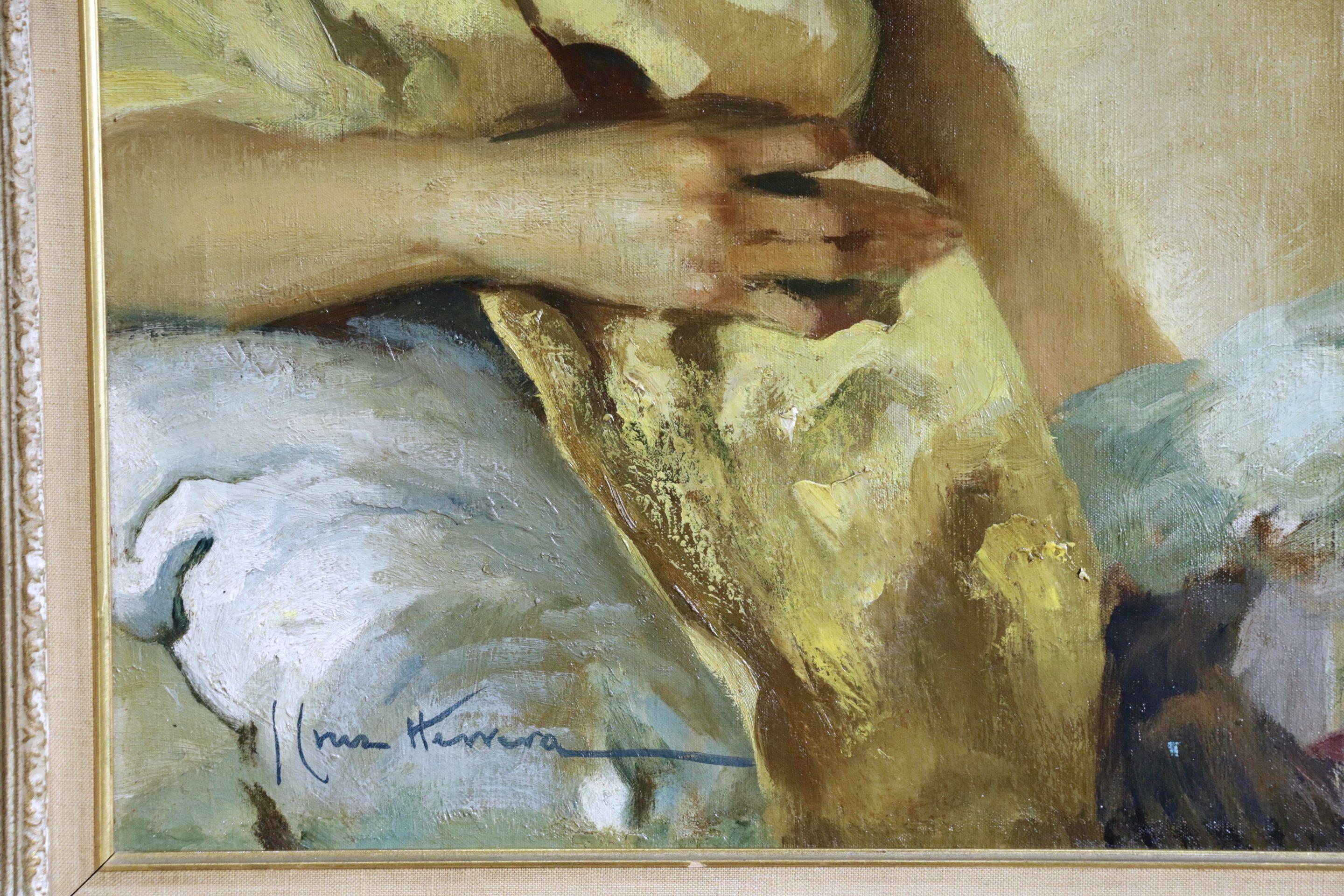 Huile sur toile:: circa 1940. Signé en bas à droite. Les dimensions encadrées sont de 86::36 cm de haut par 101::6 cm de large. 

Cruz Herrera a étudié à la Real Academia de Bellas Artes de San Fernando à Madrid. Il a fréquemment voyagé à Casablanca