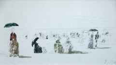 Crinolones sur la Plage-Boulogne - XIX secolo, Figure sulla spiaggia di E Boudin