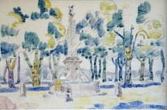 Antique Figures in a Park - 19th Century Watercolour, Figures in Landscape by H Person