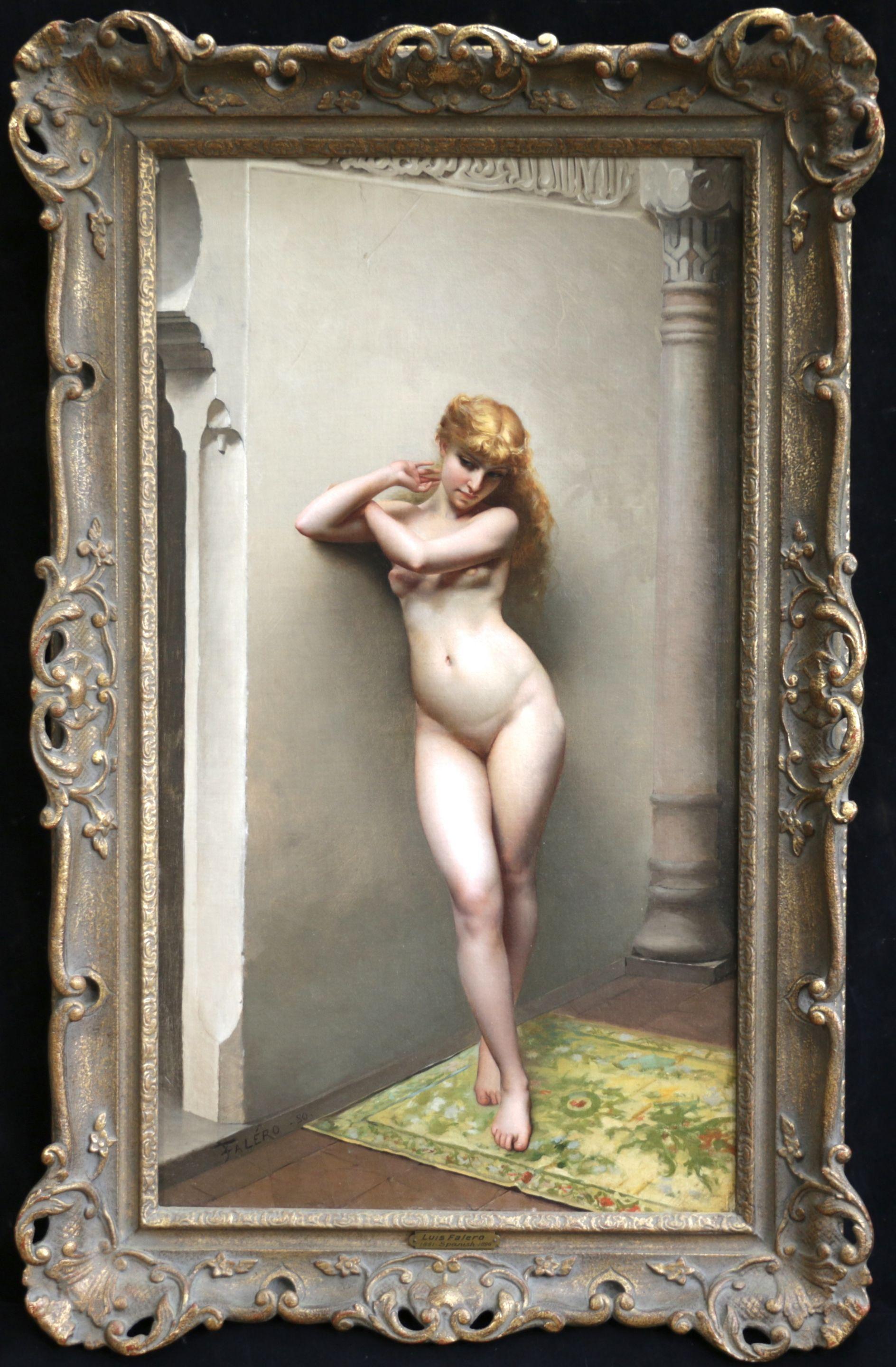 La Favorite - 19th Century Oil, Nude Female Figure in Interior by Luis Falero - Painting by Luis Ricardo Falero