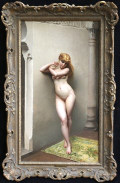La Favorite - Huile du XIXe siècle:: figure féminine nue à l'intérieur par Luis Falero