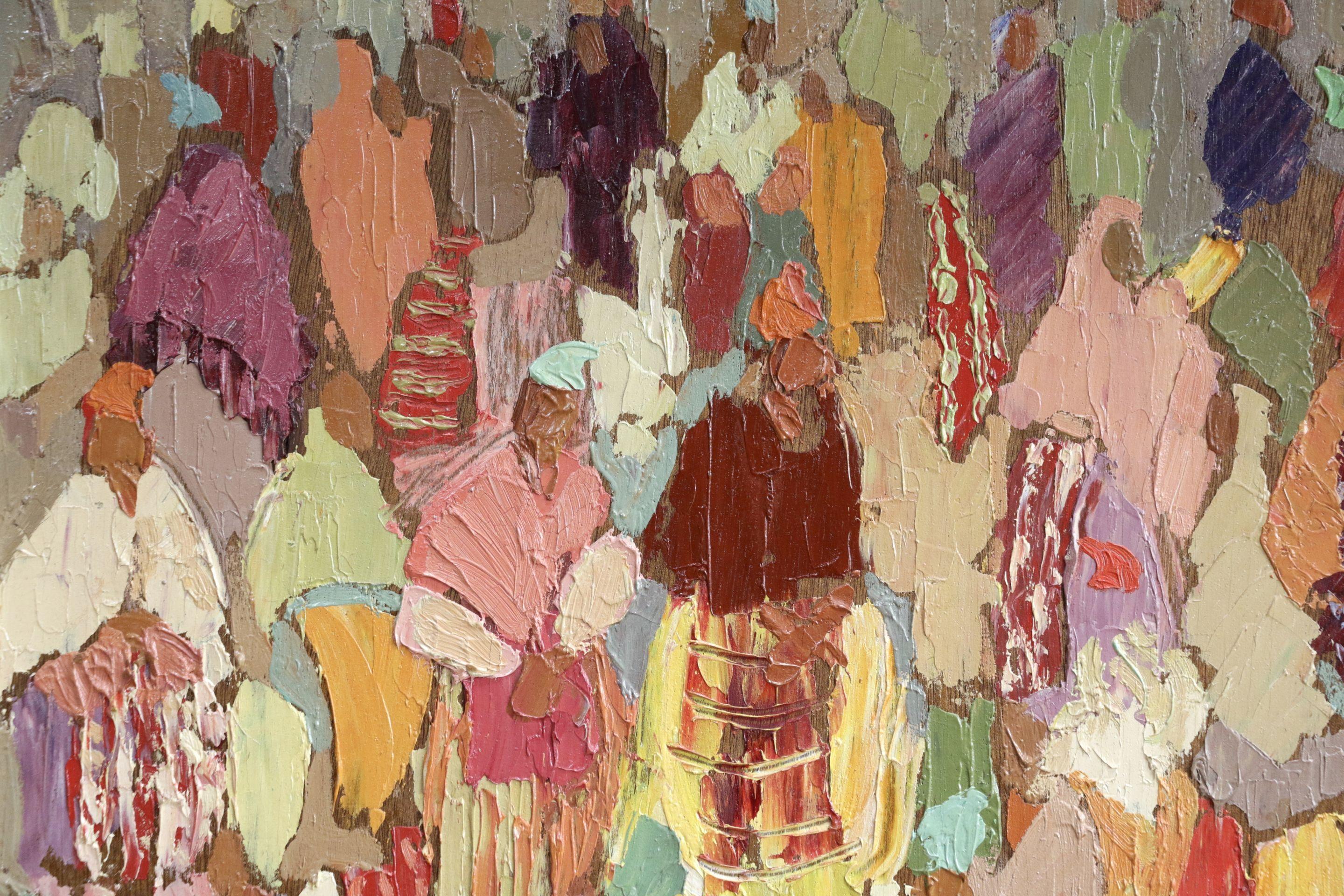 Marché à Prizren - Yugoslavia - 20th Century Oil, Figures at Market by Ferrieres - Post-Impressionist Painting by Jacques Martin-Ferrières