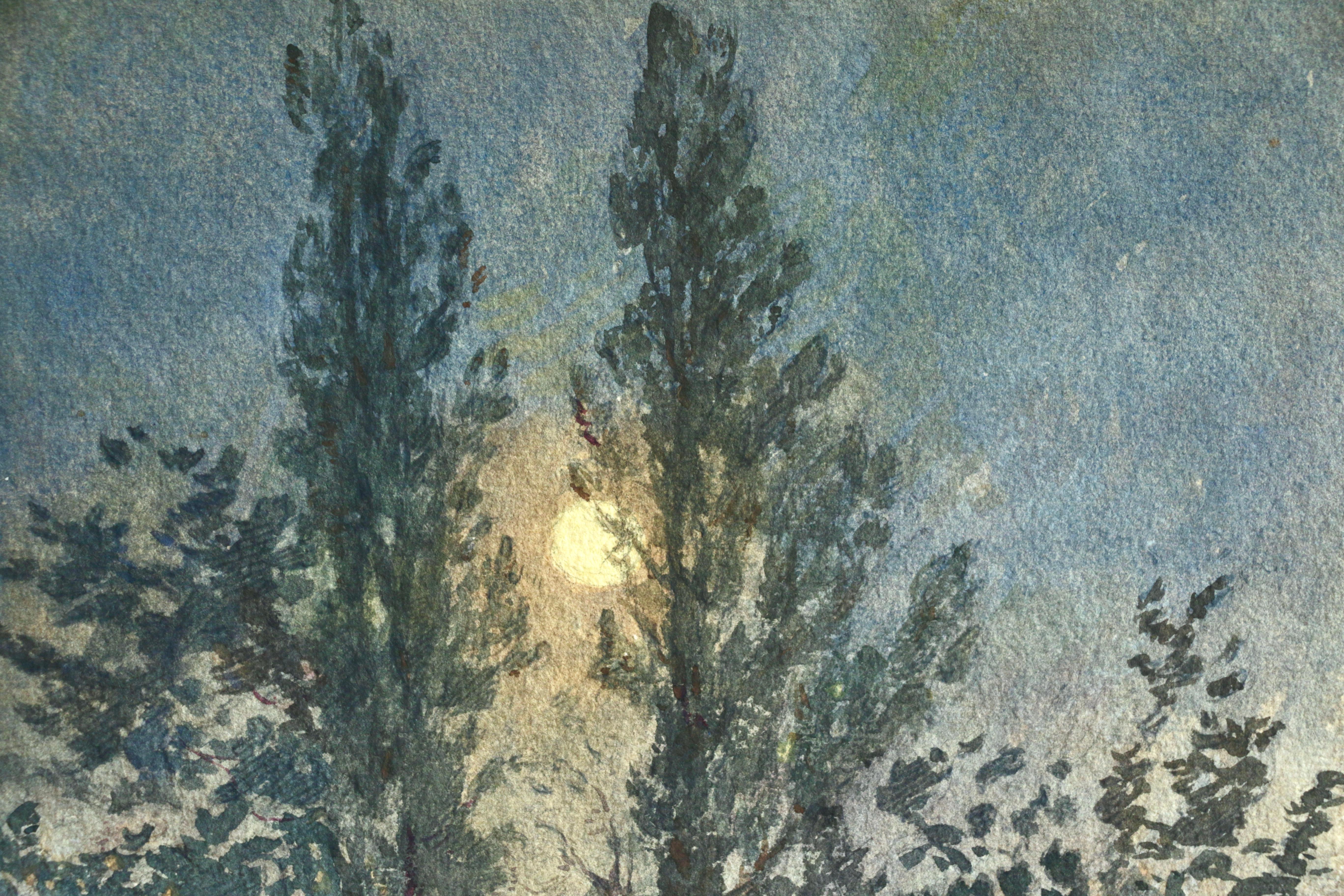 night landscape watercolor