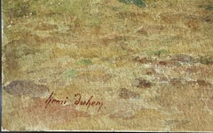 Sheep Droving - 19th Century Watercolor, Shepherd & Flock in Landscape by Duhem