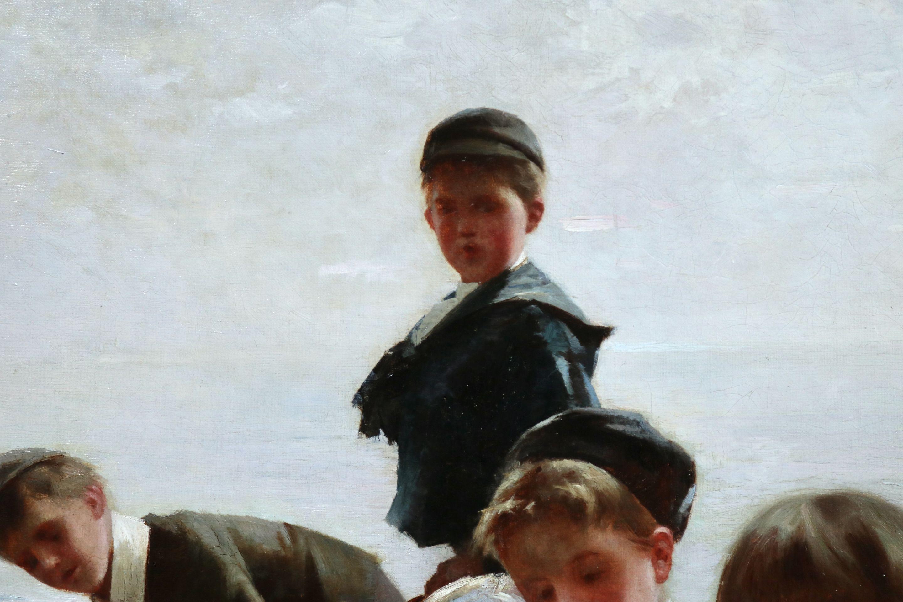 The Fishing Party - Gray Figurative Painting by Alexander Rossi