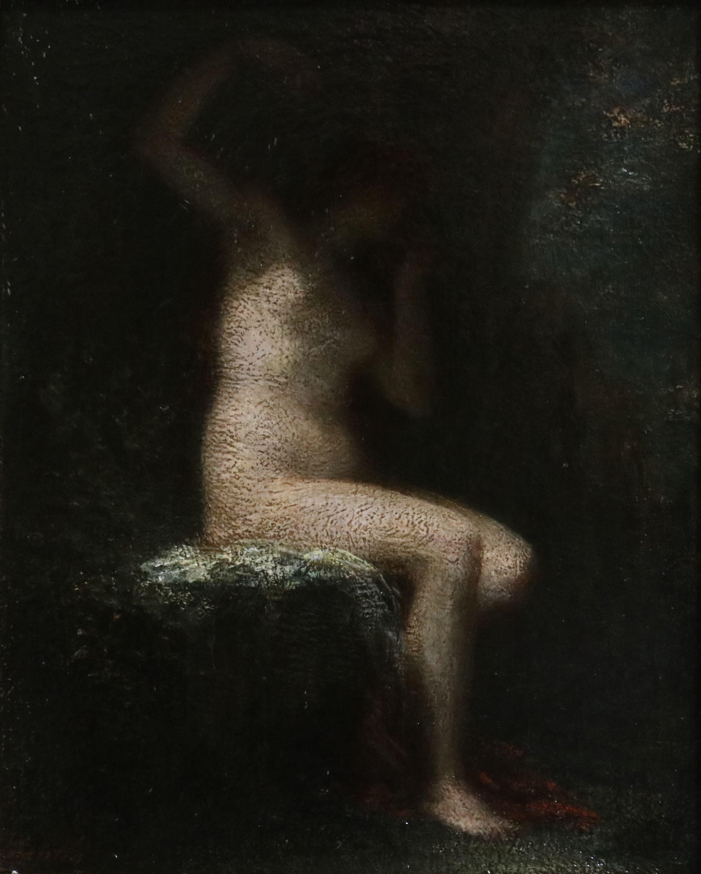 Andromeda - 19th Century Oil, Seated Nude Woman Figure by Henri Fantin-Latour - Painting by Ignace Henri Jean Theodore Fantin-Latour