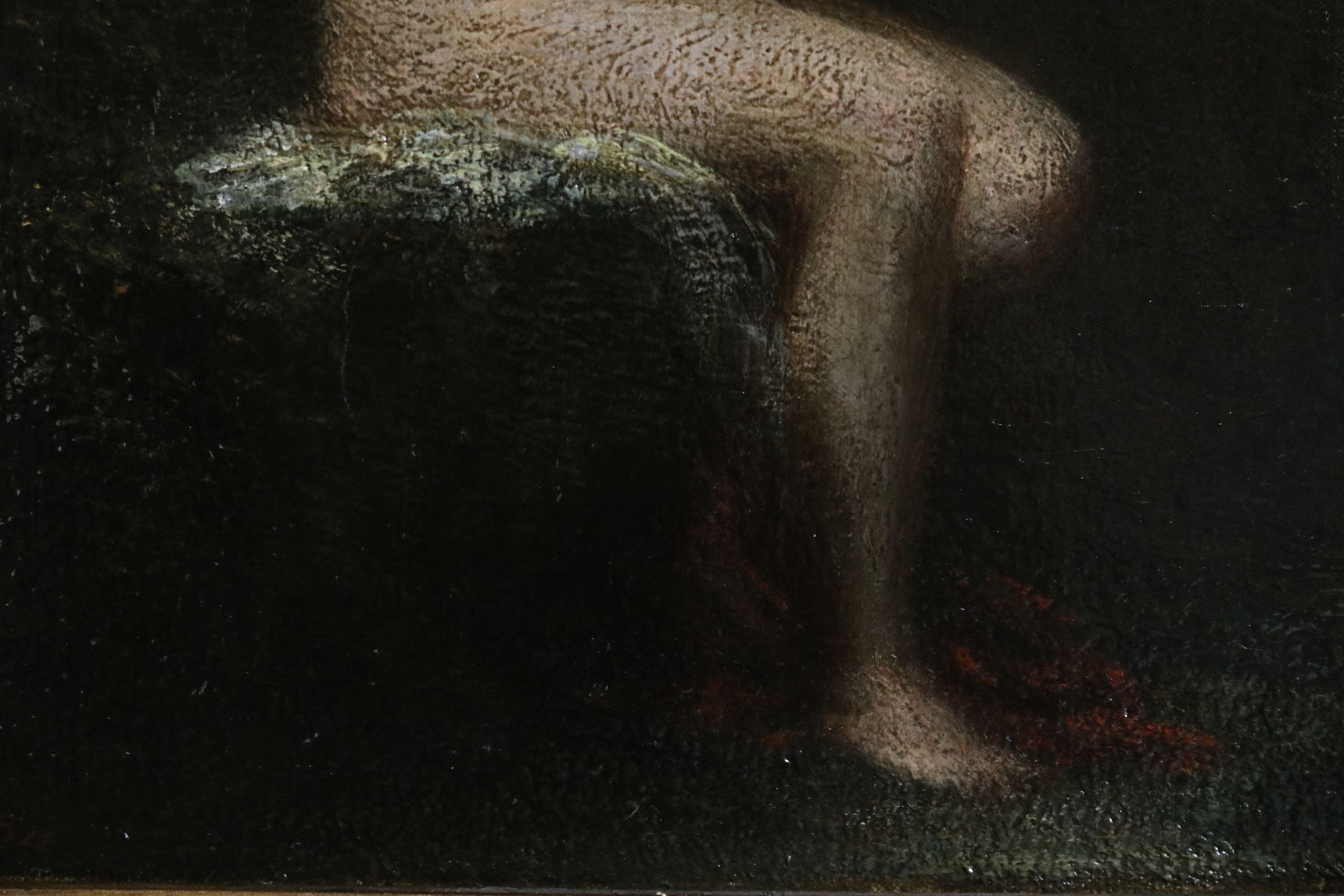 Andromeda - 19th Century Oil, Seated Nude Woman Figure by Henri Fantin-Latour - Black Nude Painting by Ignace Henri Jean Theodore Fantin-Latour