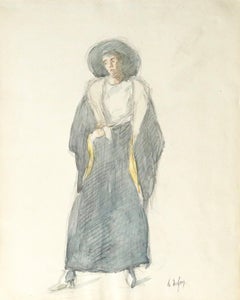 Portrait of Marie - 19th Century Watercolour, Full Length Portrait - Henri Duhem