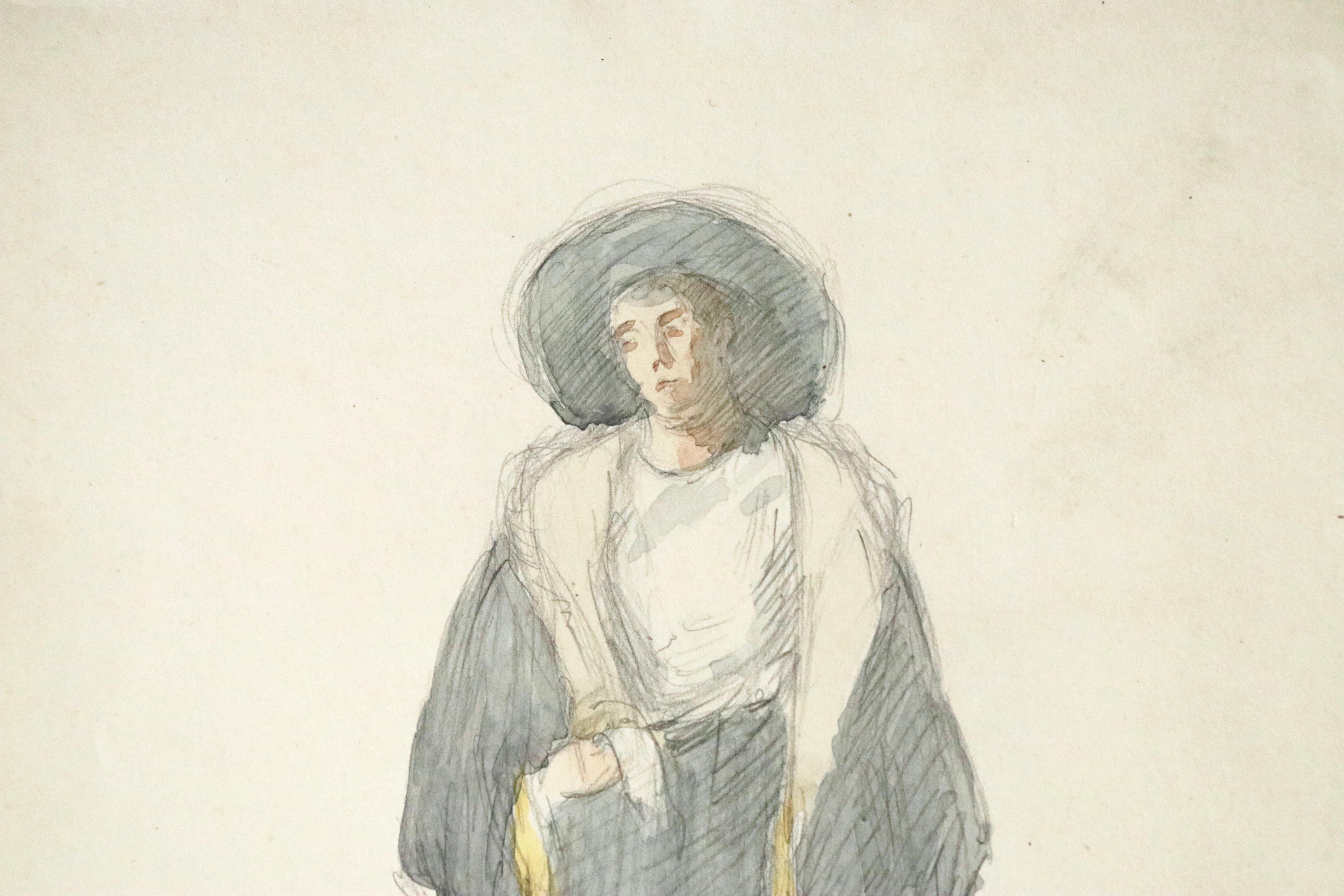 A full length portrait of Marie Duhem by her husband Henri. Watercolour on paper circa 1910. Signed lower right. This painting is not currently framed but a suitable frame can be sourced if required.

Descendant of an old Flemish family, Henri Duhem