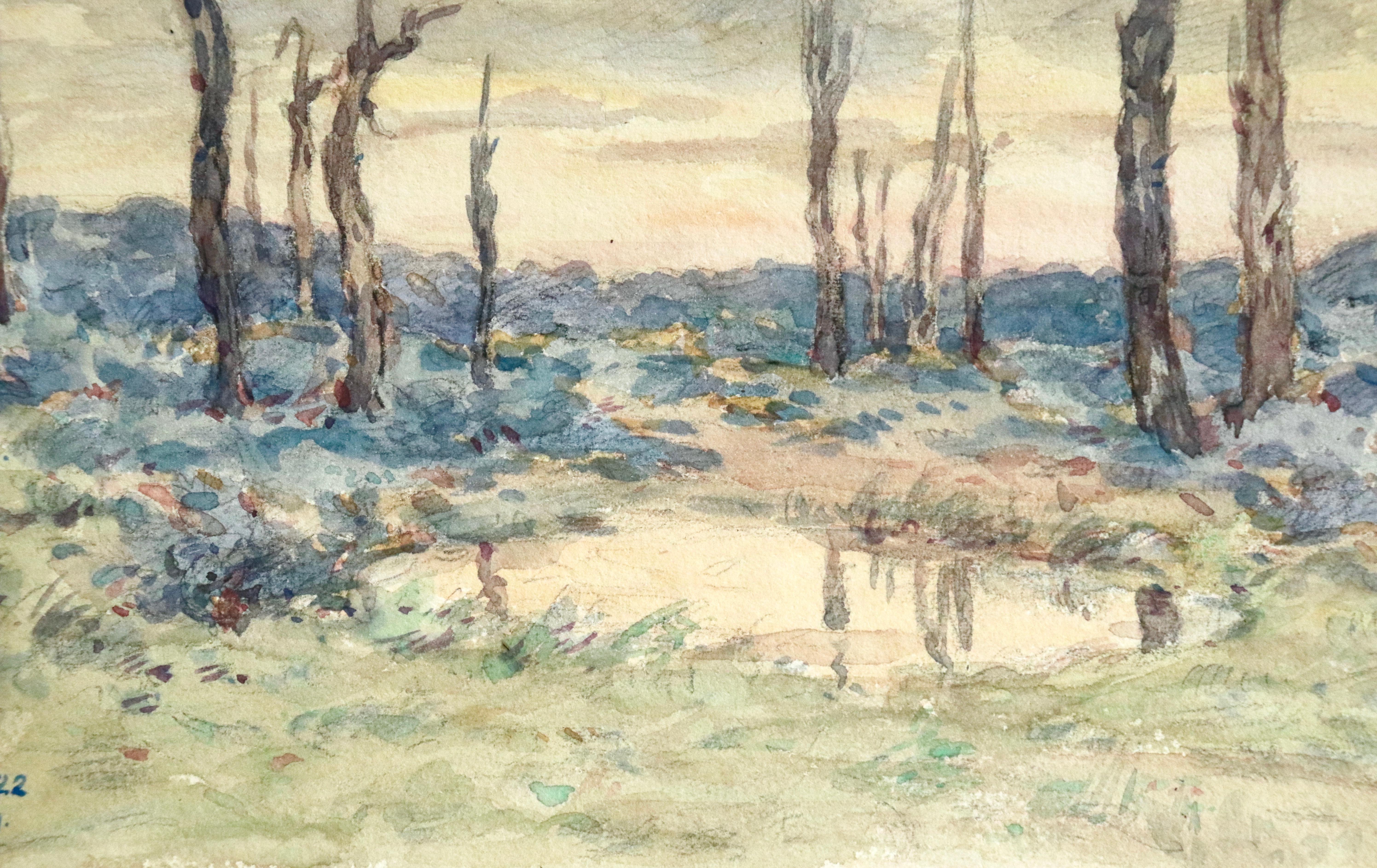 Environs d'Ypres - 19th Century Watercolor, World War I Landscape by Henri Duhem For Sale 2