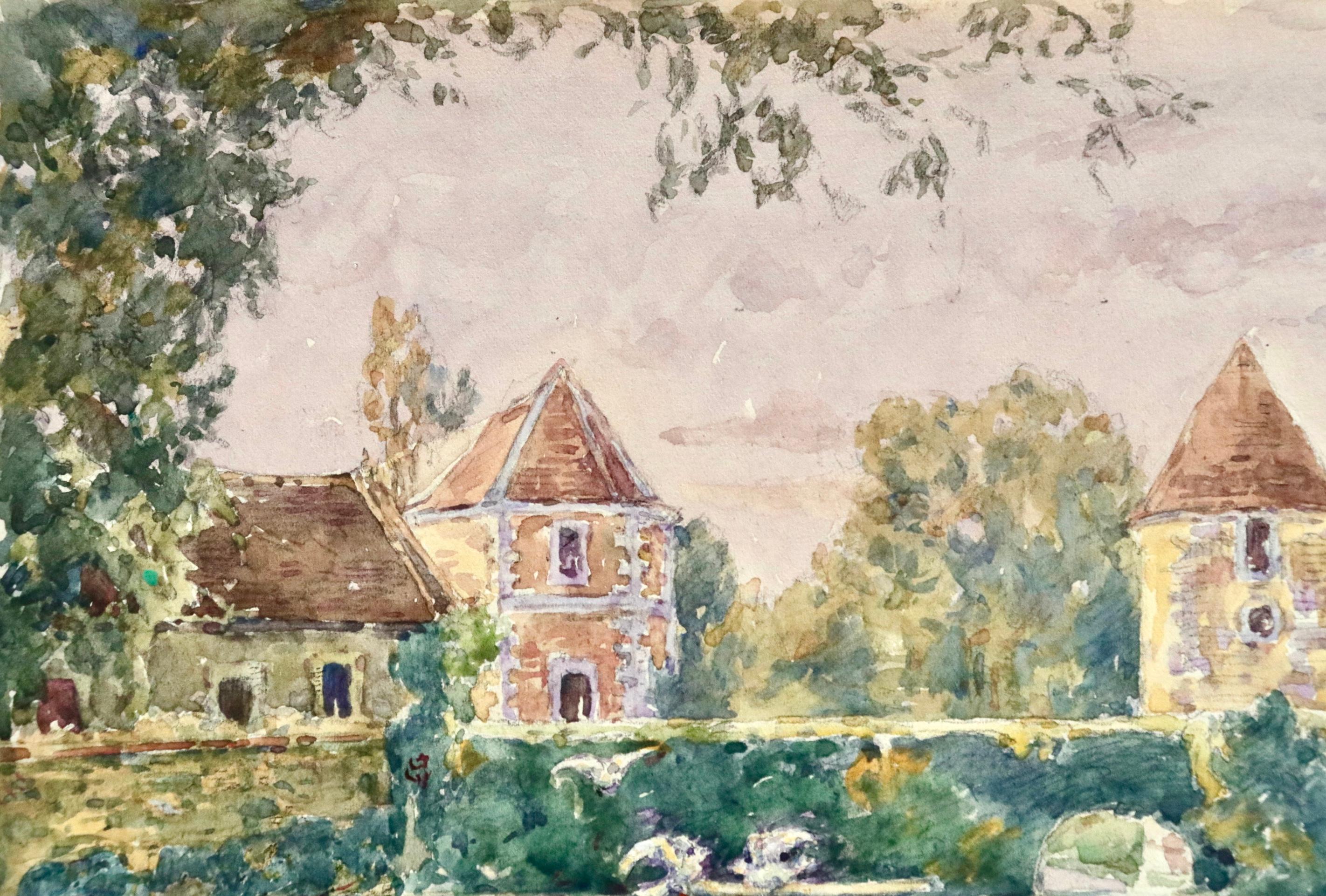 Le Jardin de l'oncle Dincq - Douai - 19th Century Watercolor, Landscape - Duhem For Sale 1