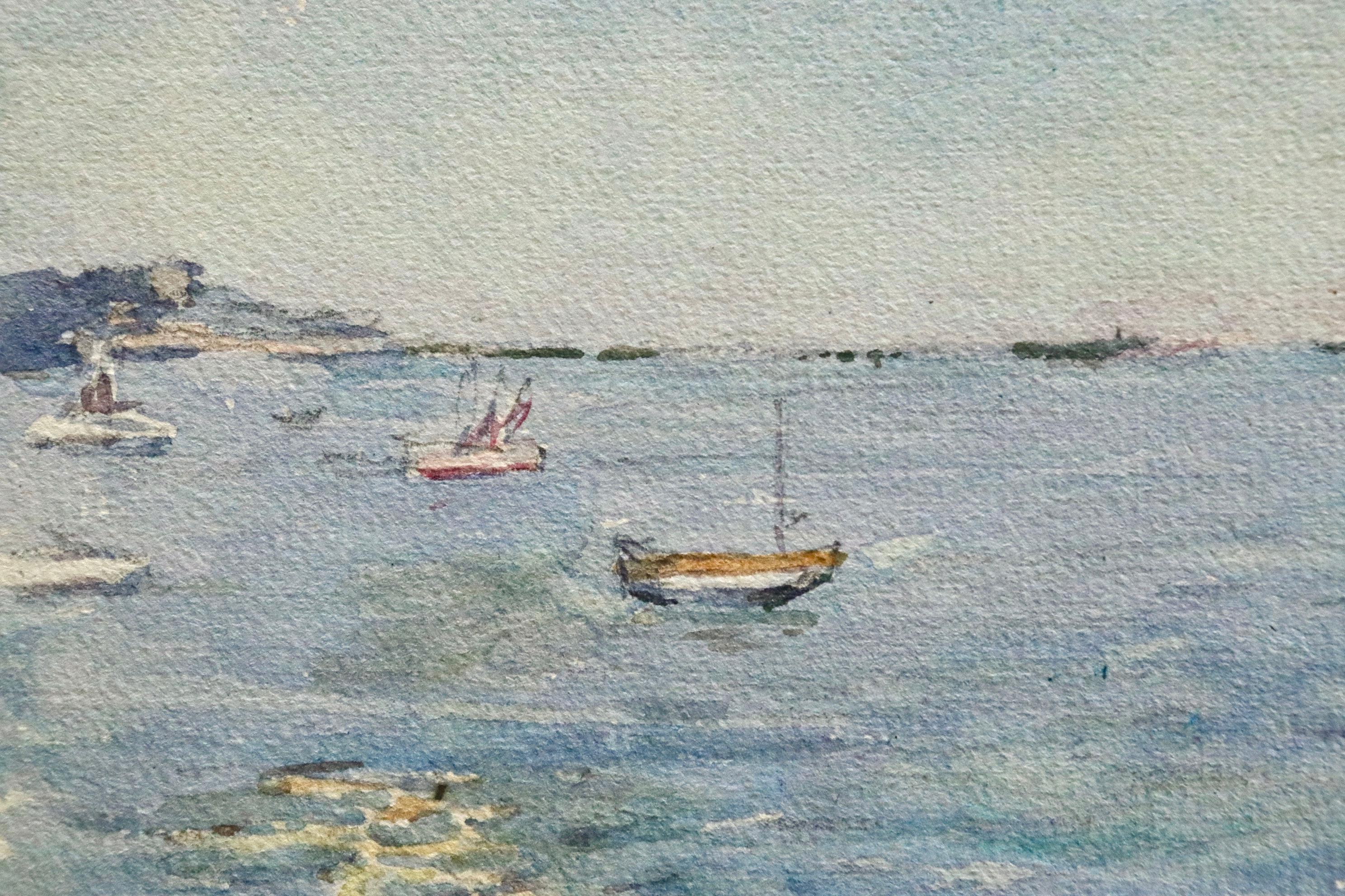 La Mer - Aquarell aus dem 19. Jahrhundert:: Boote in blauer Meereslandschaft von Henri Duhem 6