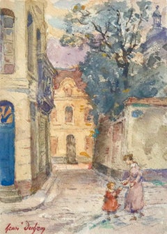 In the Village - Mother & Daughter - Figures in Landscape d'Henri Duhem