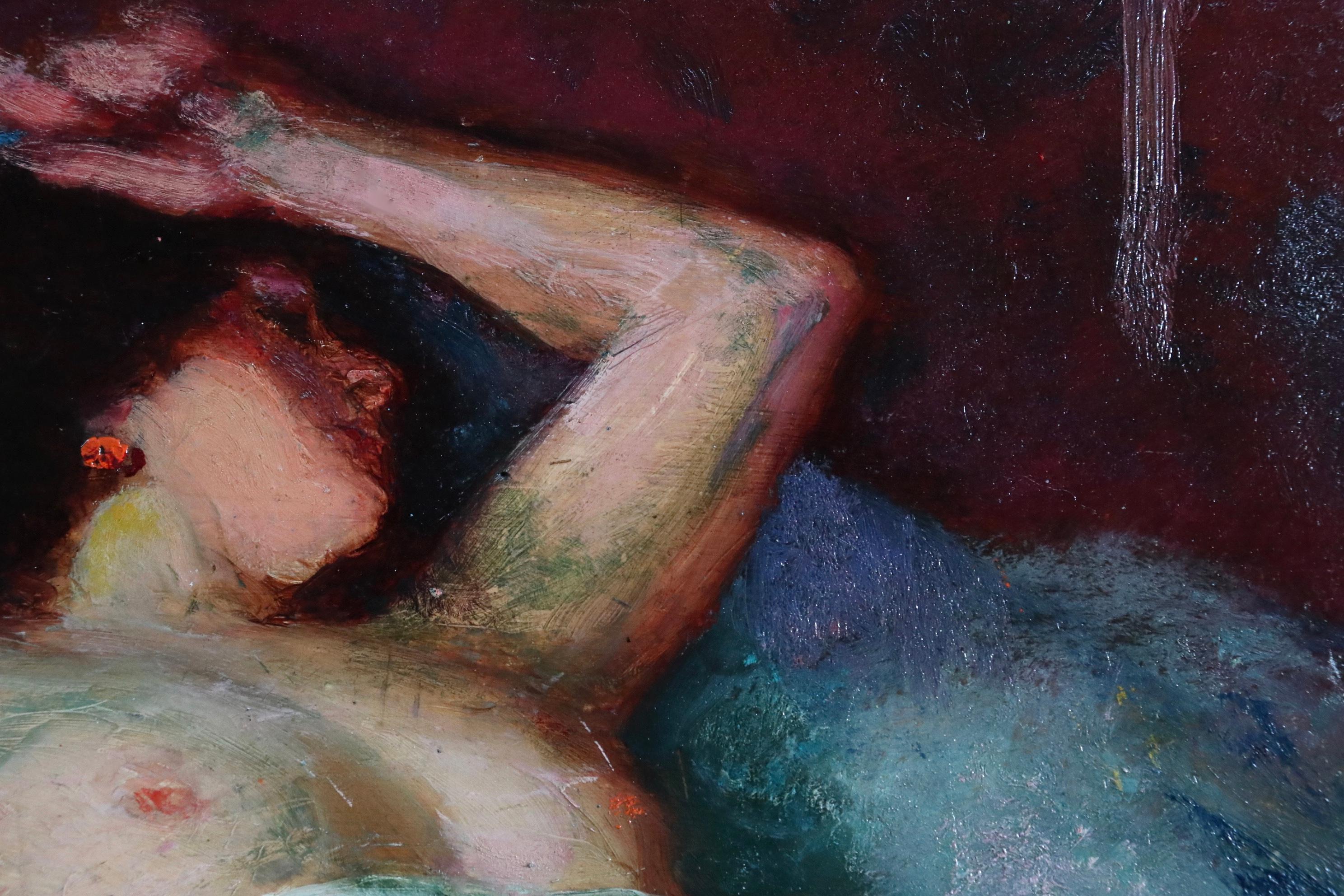 Nu - 20th Century Post Impressionist Oil, Nude in Interior by Bernardo Biancale 2