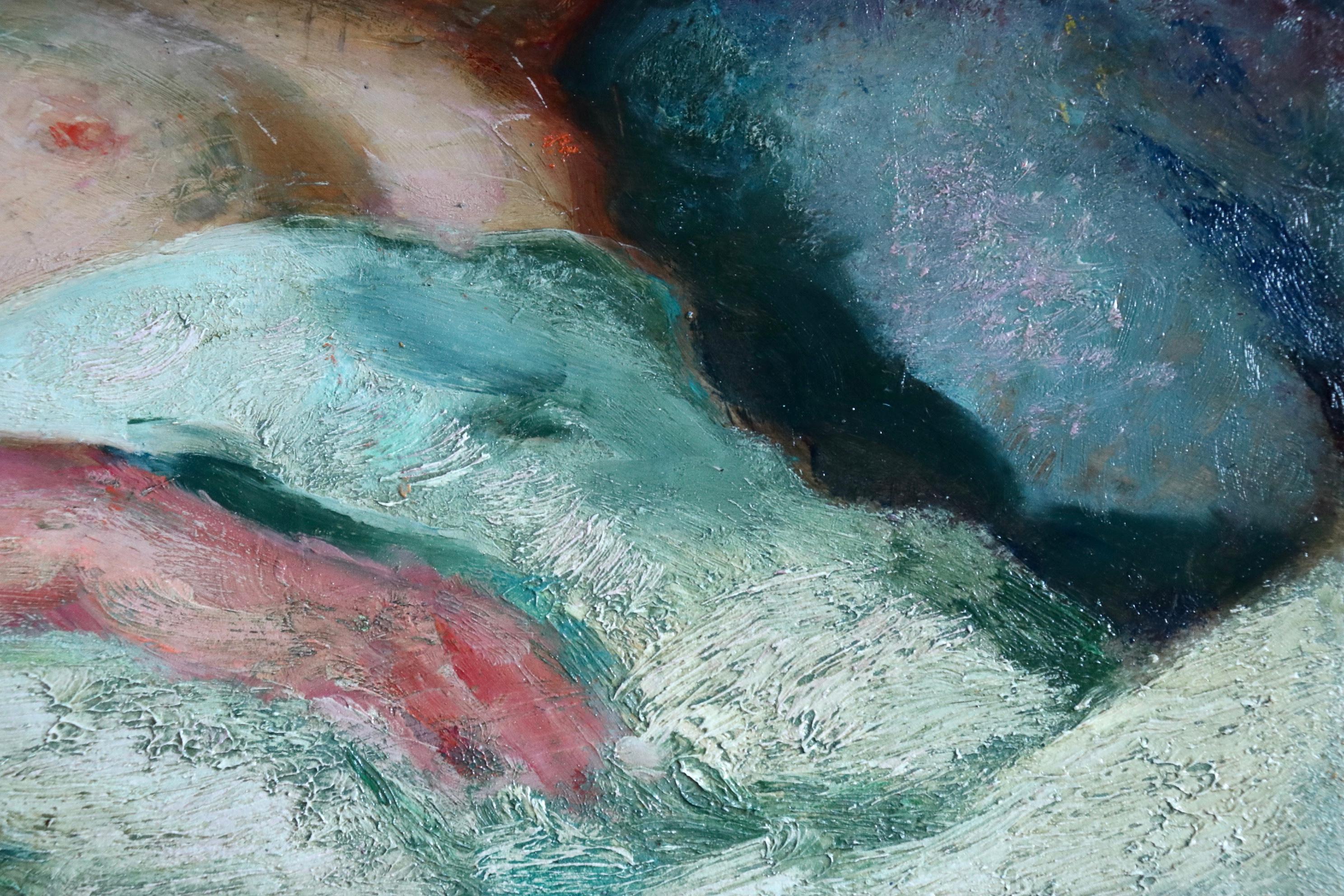 Nu - 20th Century Post Impressionist Oil, Nude in Interior by Bernardo Biancale 3