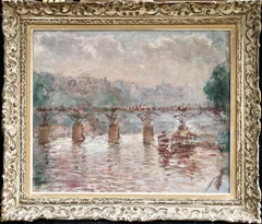 Le Pont Des Arts - Impressionist Oil, Riverscape by Constantin Kousnetsoff