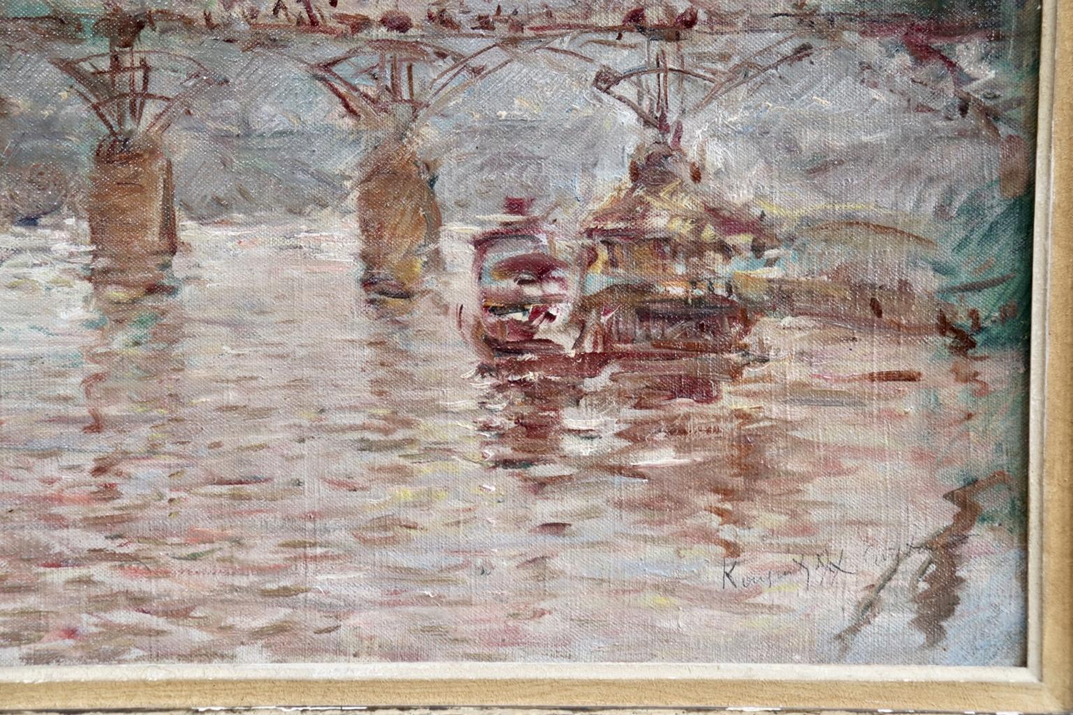 Le Pont Des Arts - Impressionist Oil, Riverscape by Constantin Kousnetsoff 2