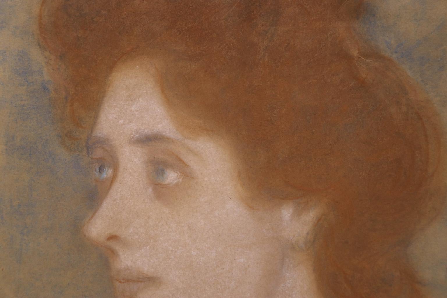 Portrait of Zorka Banyai - Impressionist Pastel of Woman by Jozsef Rippl-Ronai 4