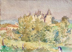 Maison dans le paysage - Impressionist Watercolour, Landscape by Henri Duhem