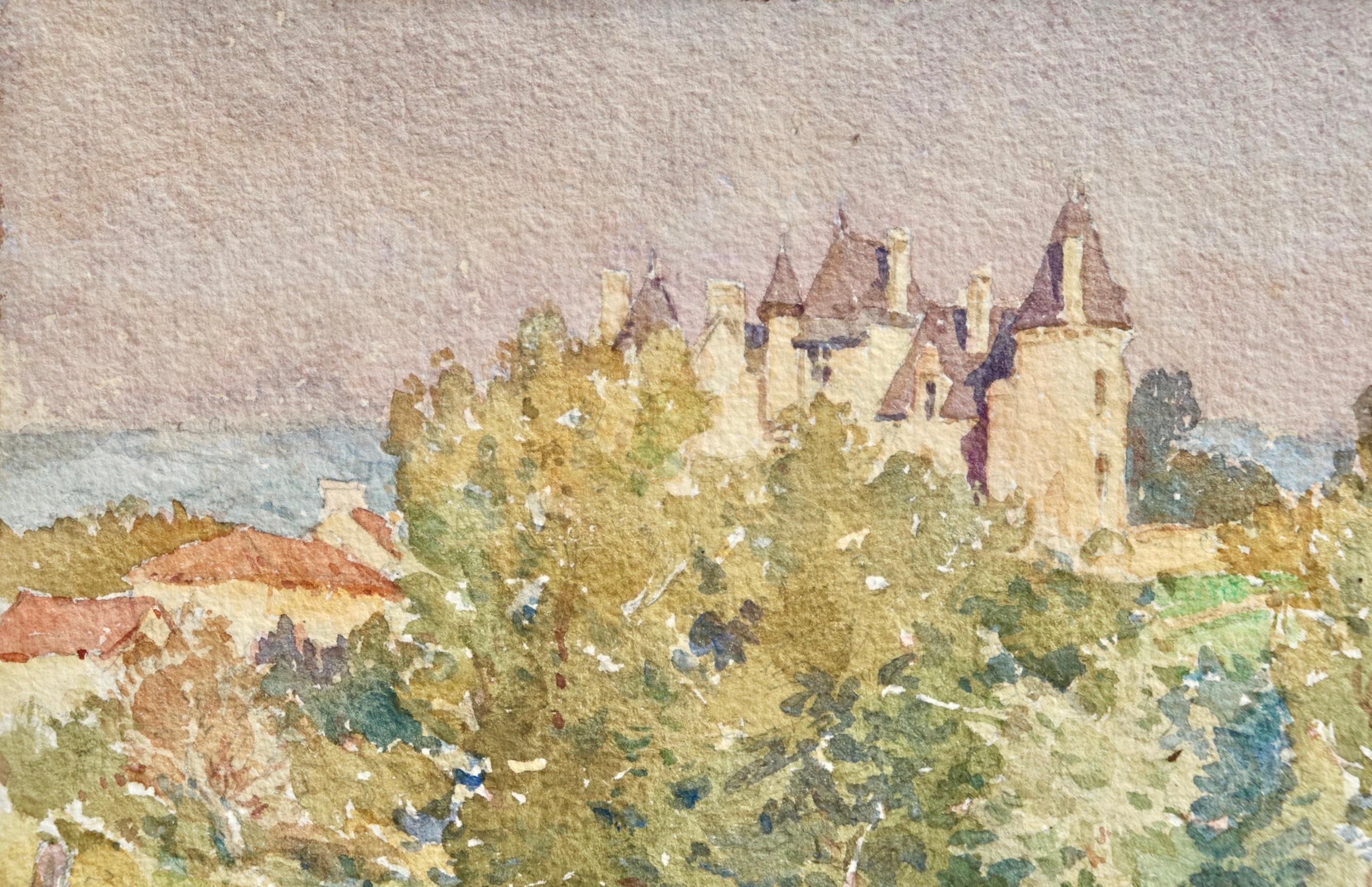 Maison dans le paysage - Impressionist Watercolour, Landscape by Henri Duhem 1