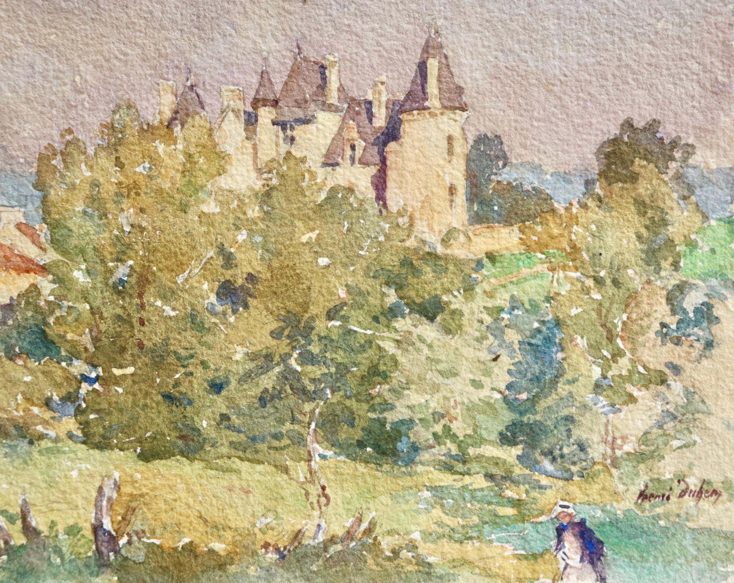Maison dans le paysage - Impressionist Watercolour, Landscape by Henri Duhem 4