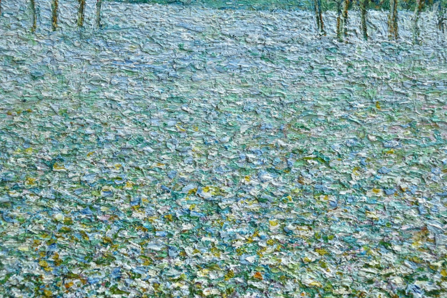Champ de Fleurs - Impressionist Oil, Trees & Flowers in Landscape by B O Malone 1