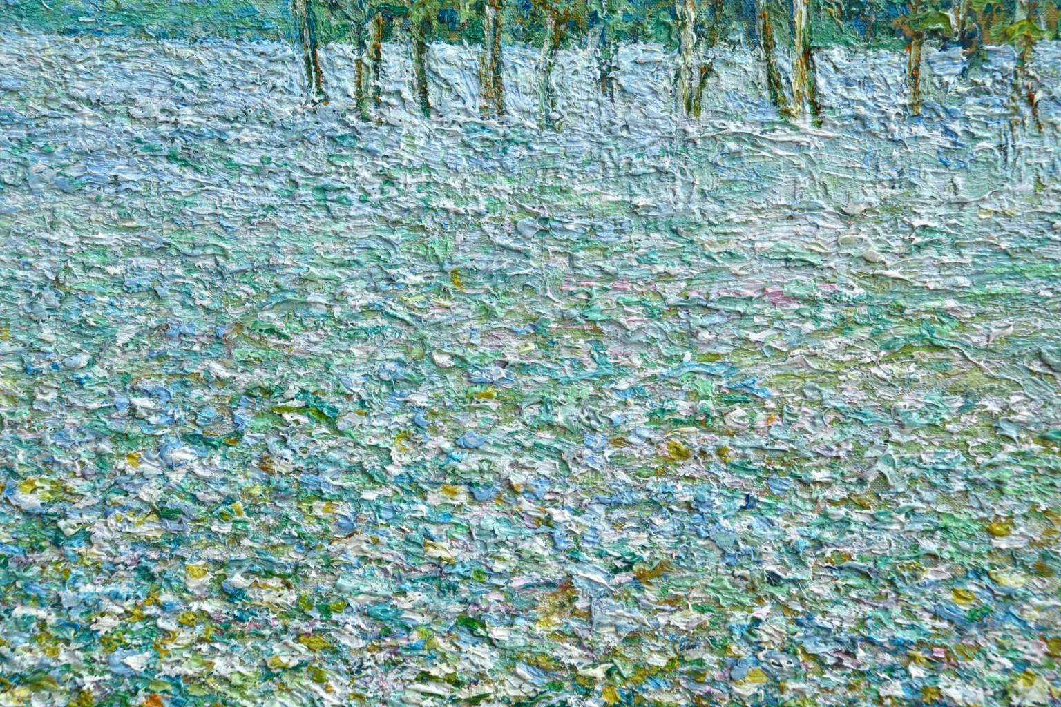 Champ de Fleurs - Impressionist Oil, Trees & Flowers in Landscape by B O Malone 2