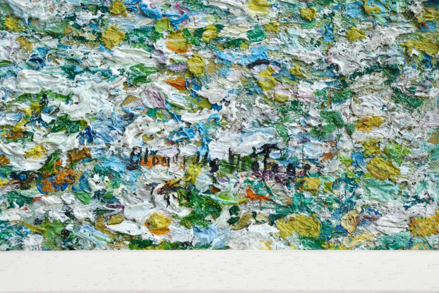 Champ de Fleurs - Impressionist Oil, Trees & Flowers in Landscape by B O Malone 3