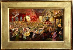 Le Bal des Quat'z'Arts - Huile symboliste:: Figures à un bal - Henry de Groux