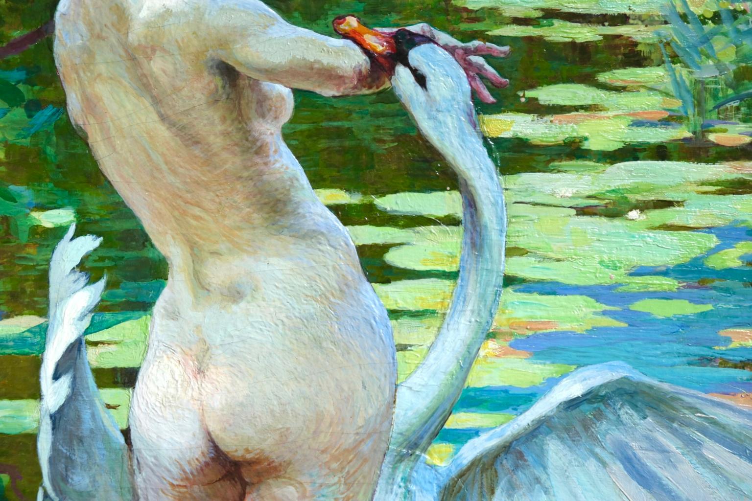 Leda & The Swan - Orientalist Oil, Greek Mythology by Adolphe Ernest Gumery 2
