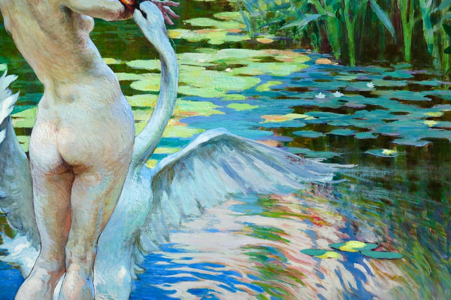 Leda & The Swan - Orientalist Oil, Greek Mythology by Adolphe Ernest Gumery 4