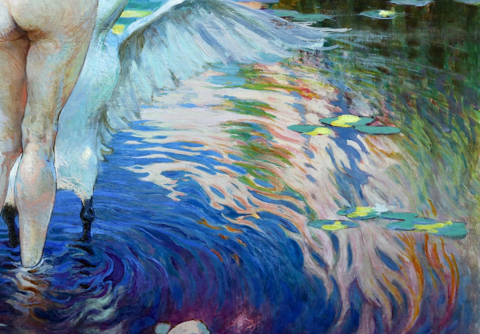 Leda & The Swan - Orientalist Oil, Greek Mythology by Adolphe Ernest Gumery 5