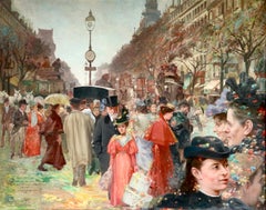 Le carnaval de Paris - Boulevard des Italiens 1890 - Paysage urbain par HD Roszezewski