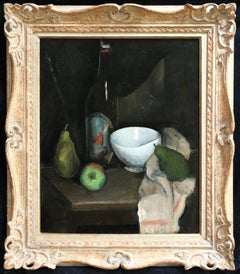 Nature Morte - Cubist Oil, Still Life of Fruit in Interior by Jean Souverbie