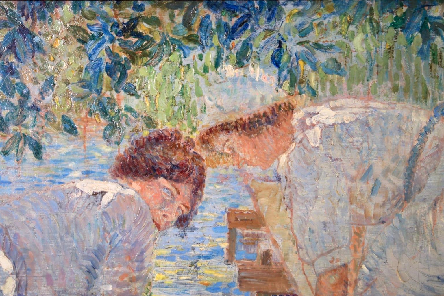 Lavandieres - Impressionist Oil, Women by River in Landscape by Paul Villiers 2