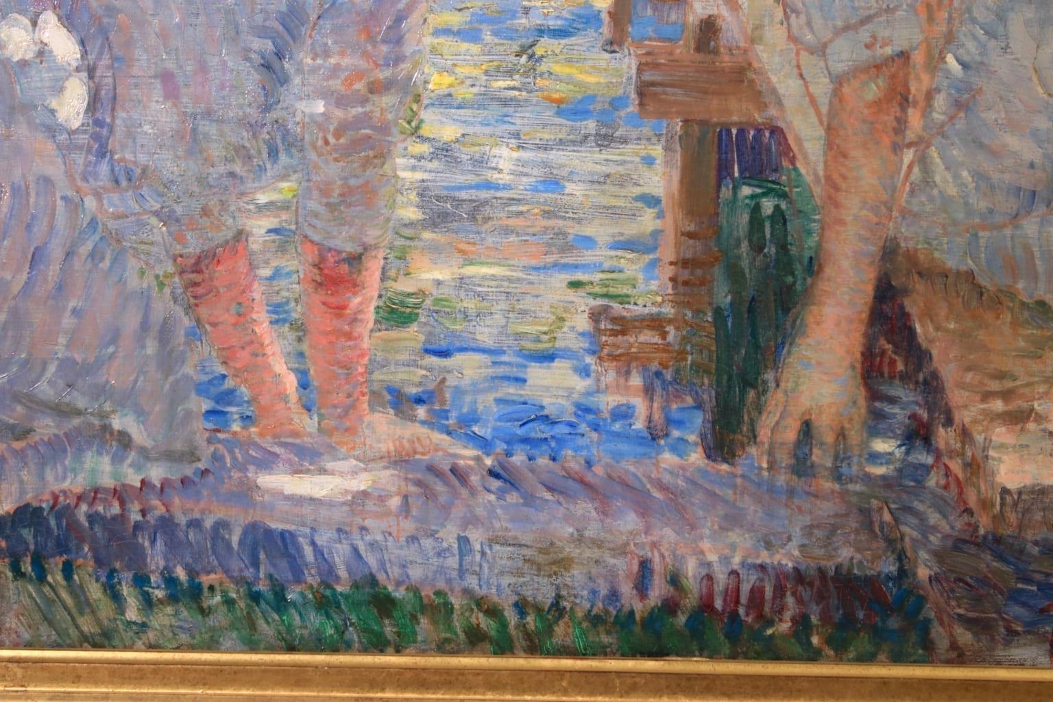 Lavandieres - Impressionist Oil, Women by River in Landscape by Paul Villiers 3