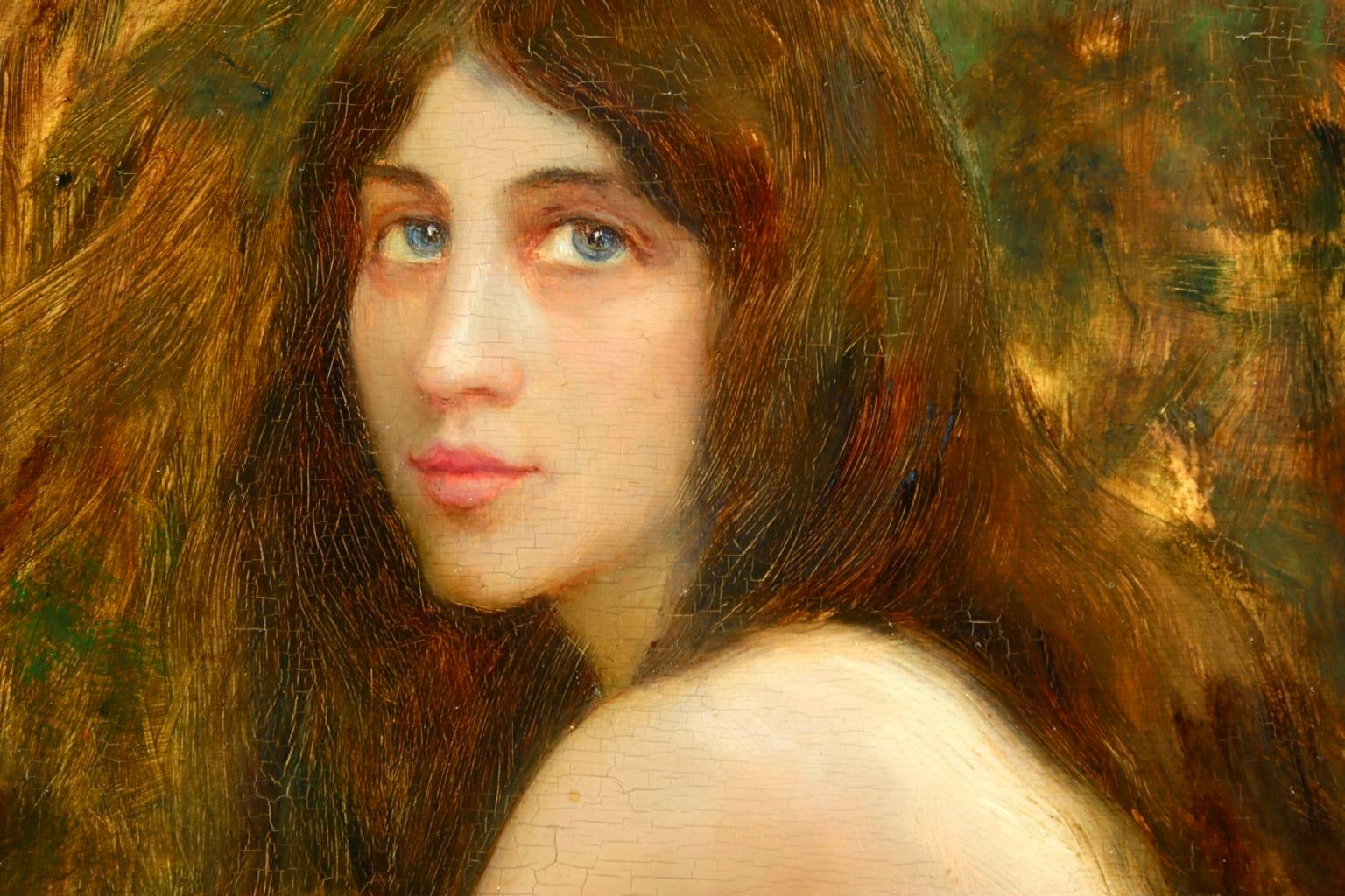 Woodland Nymph - Impressionist Oil, Portrait of a Nude by Leon Printemps 1