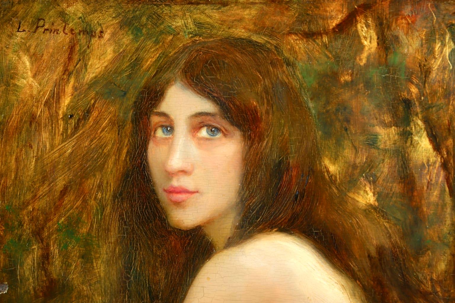 Woodland Nymph - Impressionist Oil, Portrait of a Nude by Leon Printemps 2