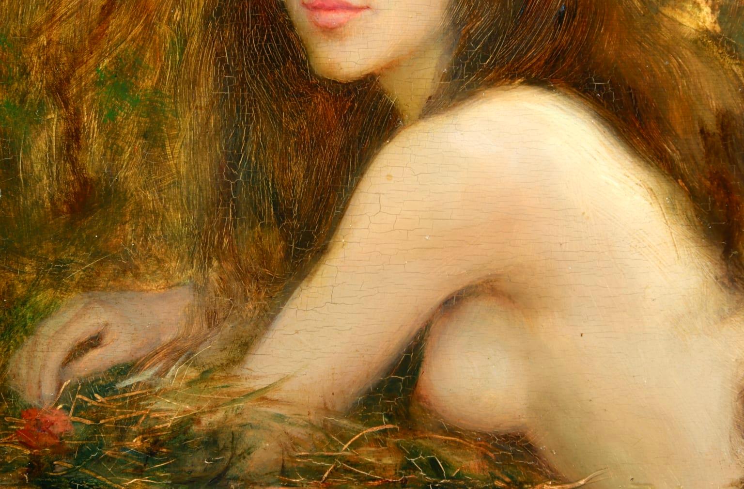Woodland Nymph - Impressionist Oil, Portrait of a Nude by Leon Printemps 5