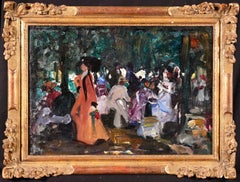 Elegantes au Parc - Impressionist Oil, Figures in Landscape by Lucien Simon